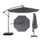 10 Ft Beige Steel Offset Cantilever Patio Umbrella with 40 Solar Powered LED Lights and Adjustable